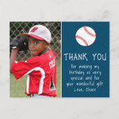 少年 写真 野球ボール ありがとう 誕生日 ポストカード (正面)