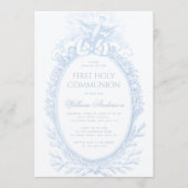 少年 初領聖体 青 白 聖霊 ヴィンテージ 招待状 (正面)