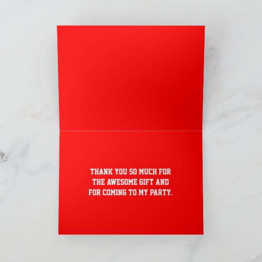 少年 子供の誕生日パーティー 青い感謝カード サンキューカード (内部)