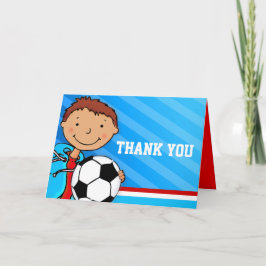 少年 子供の誕生日パーティー 青い感謝カード サンキューカード
