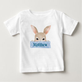 少年 水彩 青イースターバニー ベビーTシャツ