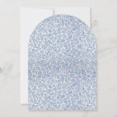 少年 洗礼 アーチ 青 白 花柄 ヴィンテージ パターン 招待状 (裏面)