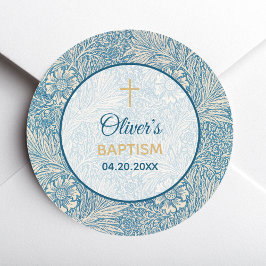 少年 洗礼 青い 花のマリーゴールド ウィリアム・モリス ラウンドシール