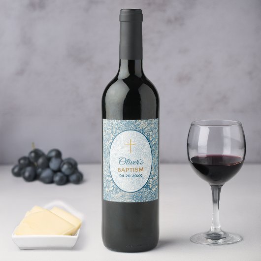 少年 洗礼 青い 花のマリーゴールド ウィリアム・モリス ワインラベル