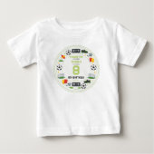 少年 現代スポーツ サッカー 子ども 8歳 誕生日パーティー ベビーTシャツ (正面)