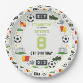 少年 現代スポーツ サッカー 8歳誕生日パーティー ペーパープレート (正面)
