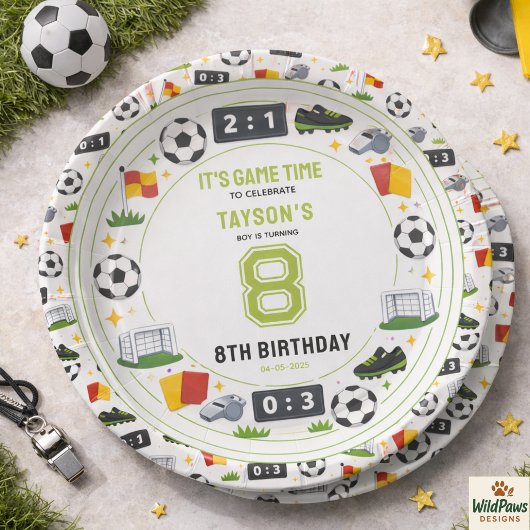 少年 現代スポーツ サッカー 8歳誕生日パーティー ペーパープレート