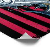 少年 男子 深海 釣り アメリカ国旗 ブルーフィン ポスター (角)