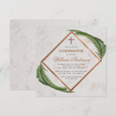 少年 確認 緑 銅色 イノデン クロス 大理石 招待状 (正面/裏面)