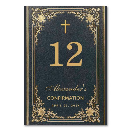 少年 確認 青 金 十字架 エレガント アンティーク テーブルナンバー (裏面)