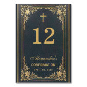 少年 確認 青 金 十字架 エレガント アンティーク テーブルナンバー (正面)