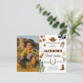 少年 私の初めてのロデオ写真カウボーイ1歳の誕生日 ポストカード (スタンド正面)