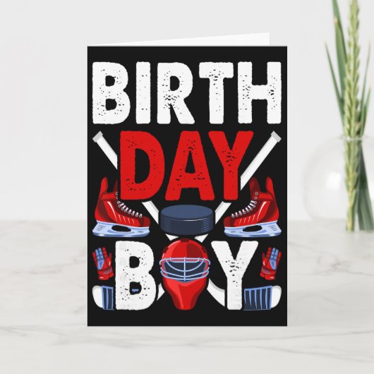 少年 誕生日 パーティー 飾り付け ホッケー 冬 スポーツ カード (正面)