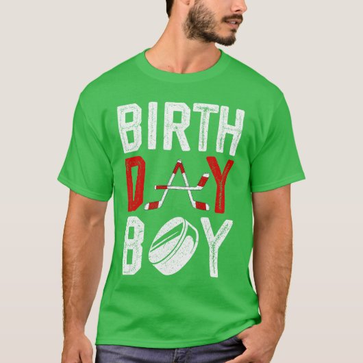 少年 誕生日 パーティー 飾り アイスホッケー 冬 スポーツ Tシャツ (正面)