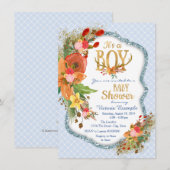 少年 鹿の角 ベビーシャワー 招待状 (正面/裏面)