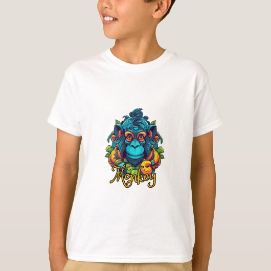 少年Tシャツモンキーデザイン Tシャツ (正面)