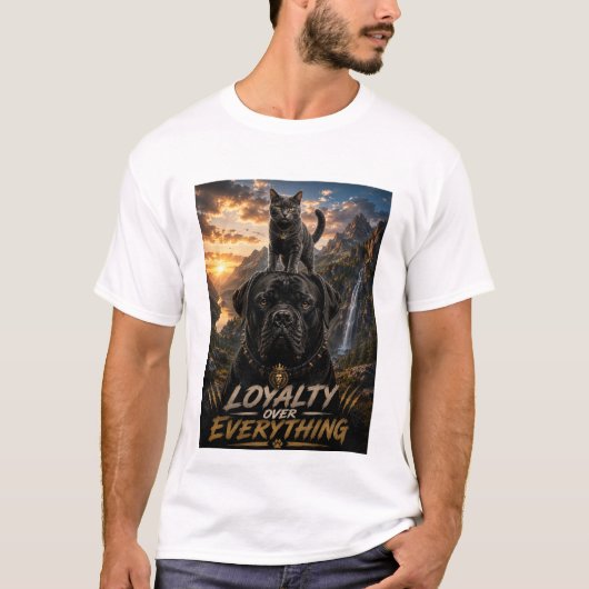 少数に忠誠を誓われ全てに信頼され誰からも恐れられない 猫と Tシャツ (正面)