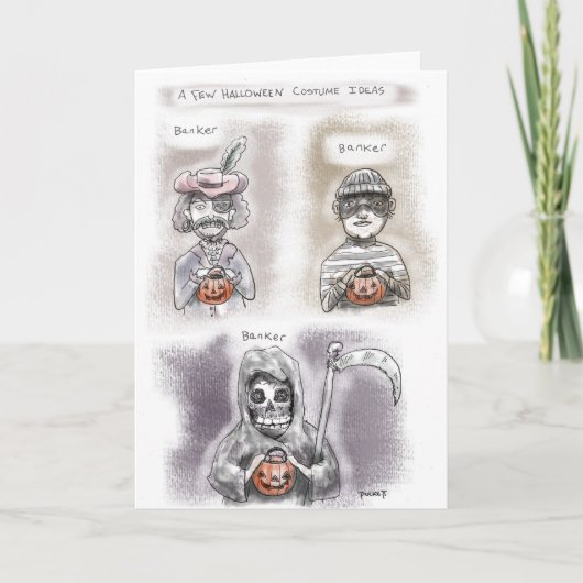 少数のハロウィンの衣裳のアイディア カード (正面)