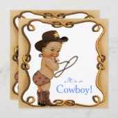 少数民族のカウボーイ赤ちゃんシャワー 招待状 (正面/裏面)