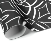 尖った開花、白黒 ラッピングペーパー (ロールコーナー)