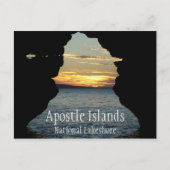 尖閣諸島の鍵穴アーチを通る夕日 ポストカード (正面)