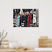 就任式のオバマ大統領とドナルド・トランプ ポスター (キッチン)