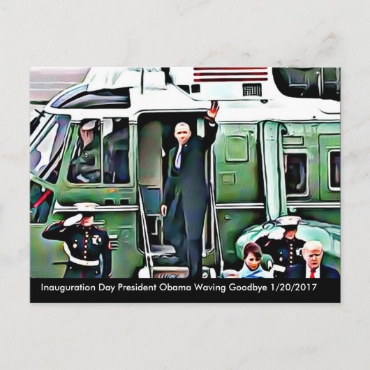 就任式のオバマ大統領とドナルド・トランプ ポストカード (正面)