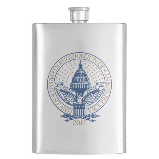 就任式のドナルド・トランプマイクのペニーの2017年のロゴ米国 フラスク (正面)