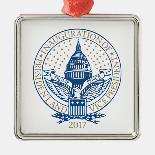 就任式のドナルド・トランプマイクのペニーの2017年のロゴ米国 メタルオーナメント (正面)