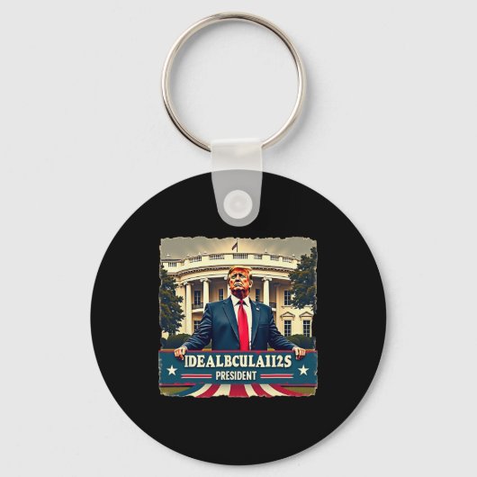 就任式の日ドナルド・トランプ2025メモール キーホルダー (正面)