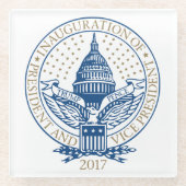 就任式2017年トランプ・ペンセロゴUSA ガラスコースター (正面)