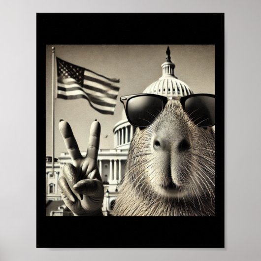 就任式2025日 – キャップでCapybara Selfie ポスター (正面)
