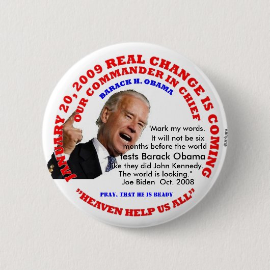 就任式、世界はオバマをテストします 缶バッジ (正面)