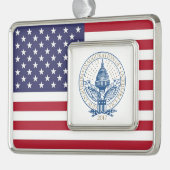 就任式Donald Trump Mike Pence 2017ロゴUSA シルバープレートフレームオーナメント (左)