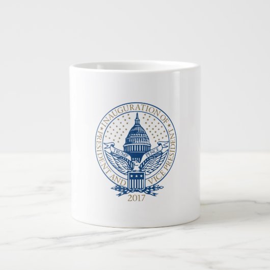 就任式Donald Trump Mike Pence 2017ロゴUSA ジャンボコーヒーマグカップ (正面)