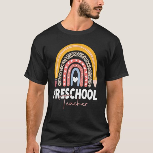 就学初日プリスクール先生女性男性Ra Tシャツ (正面)