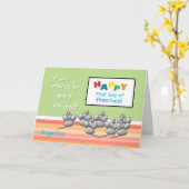 就学前のハッピー・ファースト・デー・ネズミ頭が切れると役員会 カード (黄色い花)