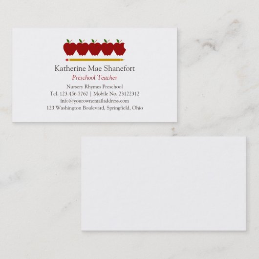 就学前の先生のプロフェッショナル 名刺 (正面/裏面)