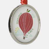 就学前の先生の熱気の気球Apple メタルオーナメント (右)