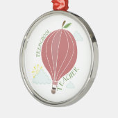 就学前の先生の熱気の気球Apple メタルオーナメント (左)
