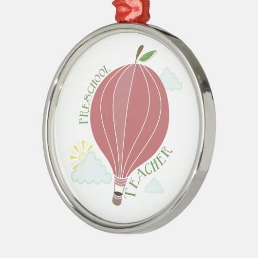 就学前の先生の熱気の気球Apple メタルオーナメント (左)