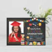 就学前の写真の卒業用黒板 招待状 (スタンド正面)