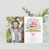 就学前の卒業写真ピンクのアイスクリーム カード (スタンド正面)