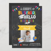 就学前の卒業前のKパーティー写真卒業 招待状 (正面/裏面)