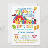 就学前の卒業式ウォータースライダーパーティー – 少年 招待状 (正面)