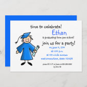 就学前の卒業招待状—少年青 招待状 (正面/裏面)