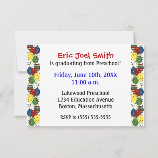 就学前の卒業発表招待状 招待状 (裏面)