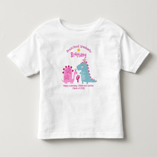 就学前の女子卒業恐竜名前をカスタムする トドラーTシャツ (正面)