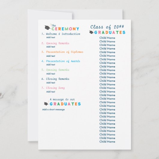 就学前の小学校の卒業式 招待状 (裏面)