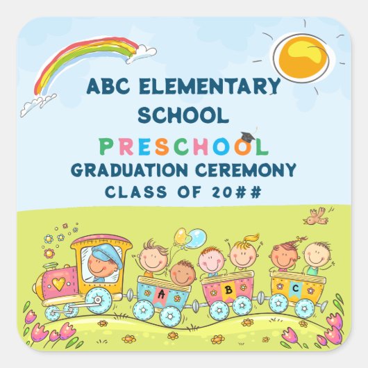 就学前の小学校卒業式 スクエアシール (正面)